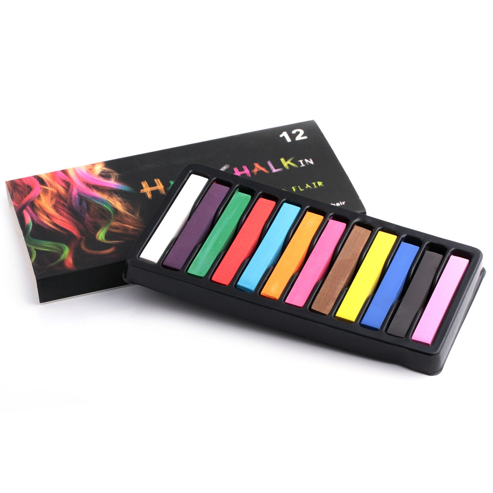 12 Color Soft Pastels Salon Kit Fast Temporary Short Hair Dye Chalk