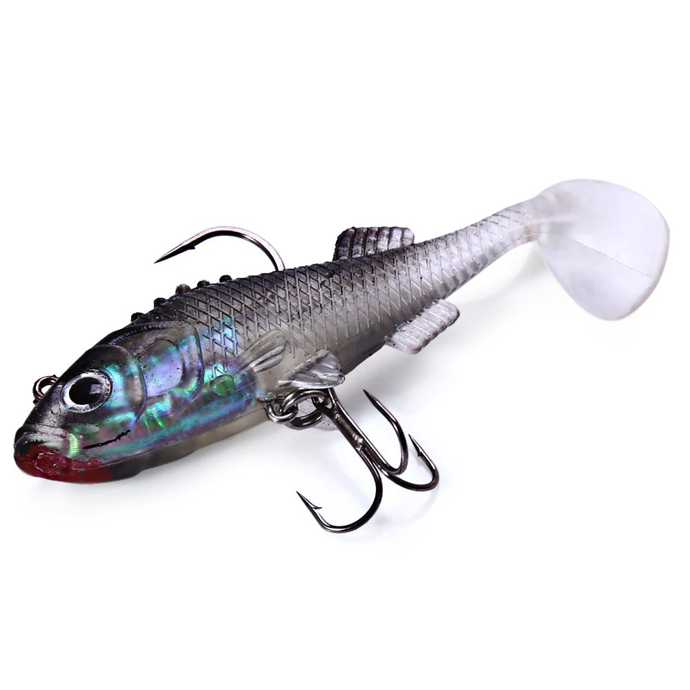 7.6cm Fishing Lure Soft Bait Artificial Paillette Shad with Treble Tackle Hooks