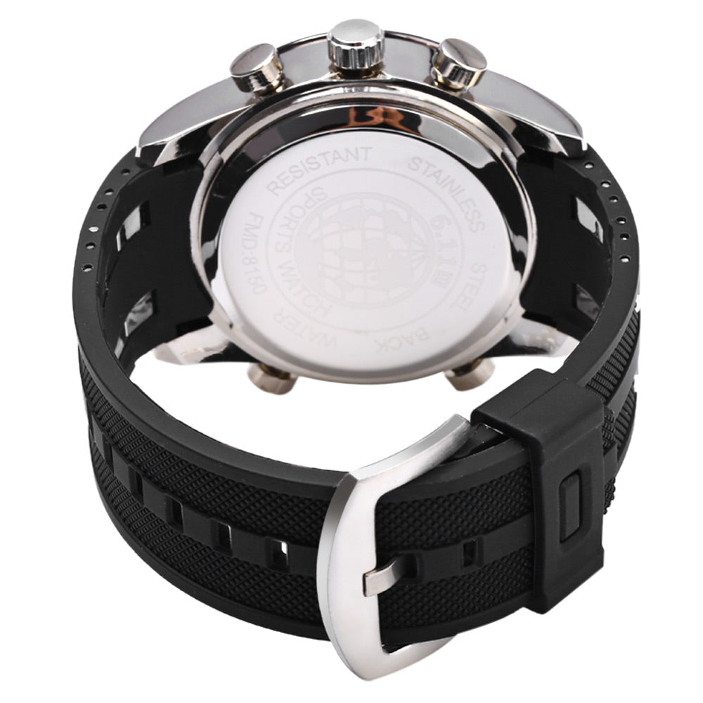 6.11 8150 Multifunctional Men LED Sports Watch with Rubber Band