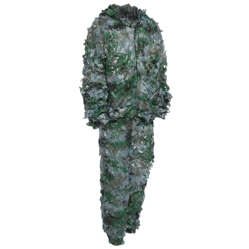 3D Bionic Leaf Camouflage Jungle Hunting Ghillie Suit Set Woodland Sniper Birdwatching Poncho