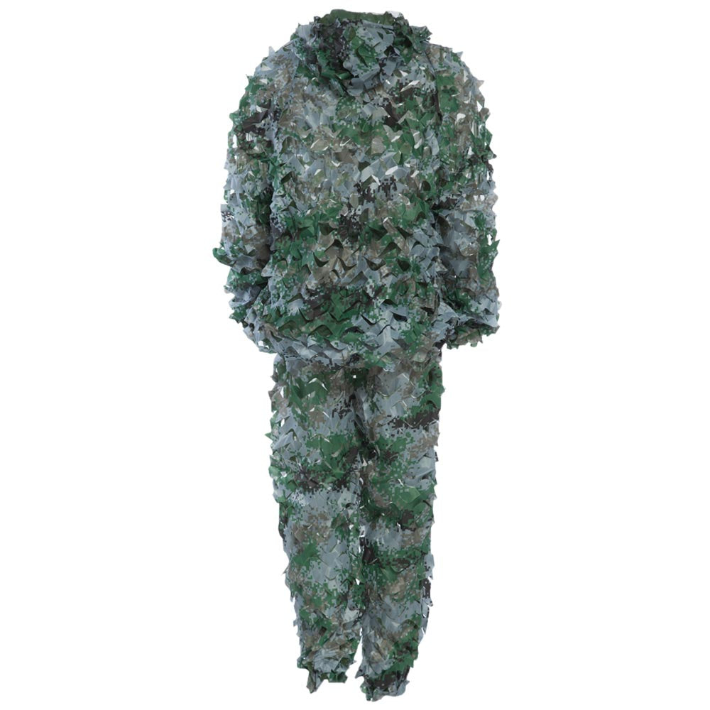3D Bionic Leaf Camouflage Jungle Hunting Ghillie Suit Set Woodland Sniper Birdwatching Poncho