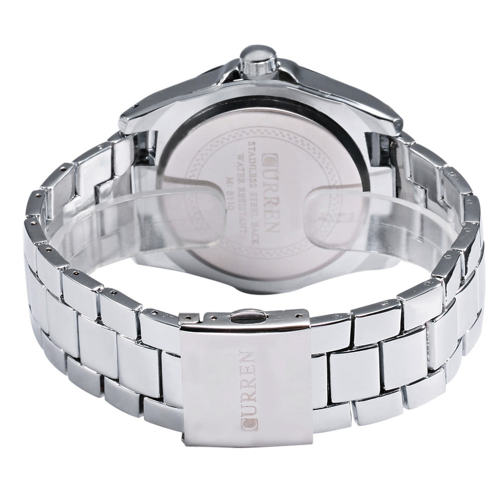 CURREN 8110 Quartz Watch Men Wristwatch Stainless Steel Strap Date Display