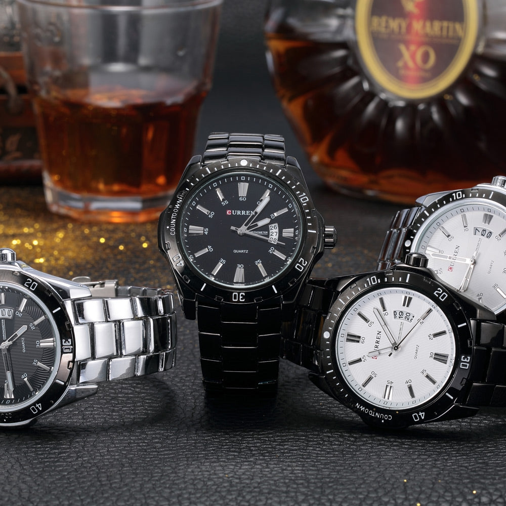 CURREN 8110 Quartz Watch Men Wristwatch Stainless Steel Strap Date Display