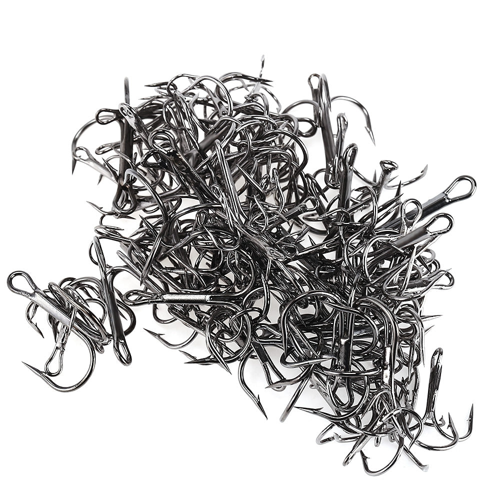 100 PCS High-carbon Steel Sharpened Treble Hook