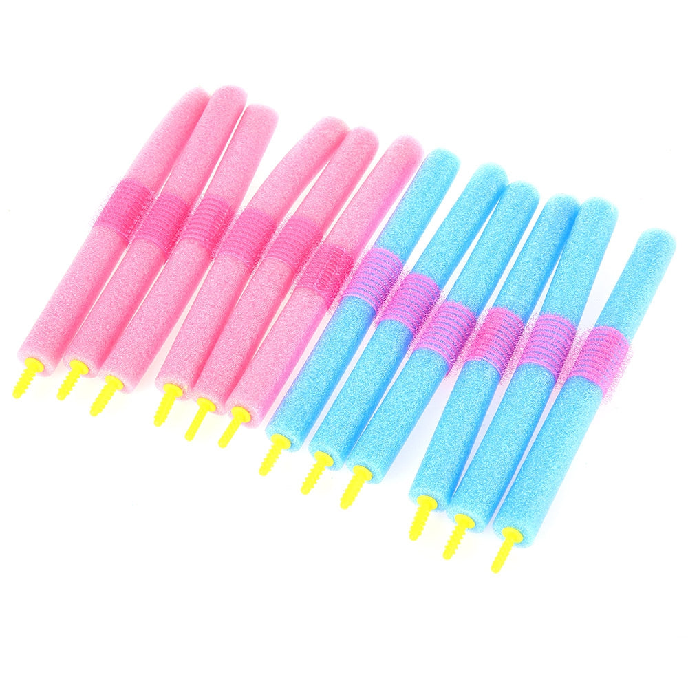 12pcs / Set Soft Foam Anion Bendy Hair Rollers Curlers Cling