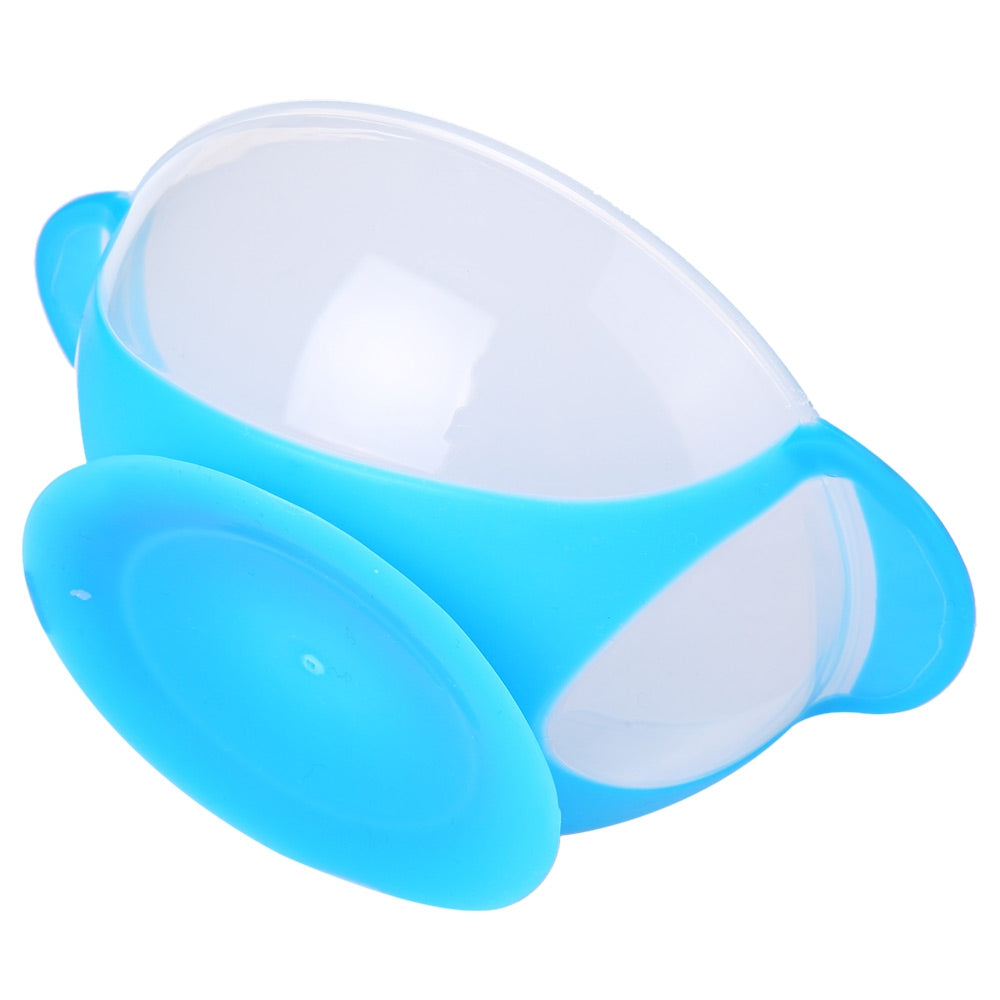 3pcs Bright Color Babies Skidproof Bowl with Suction Cup Assist Temperature Sensing Spoon