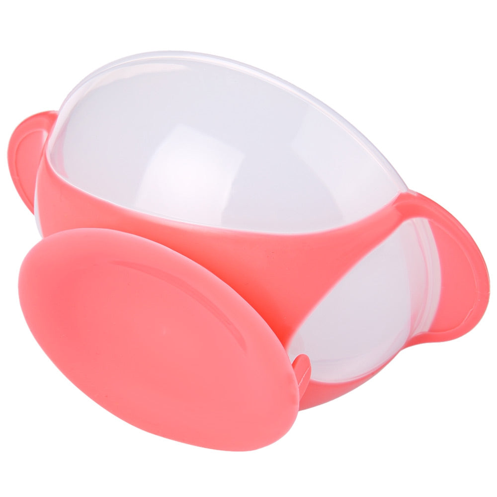 3pcs Bright Color Babies Skidproof Bowl with Suction Cup Assist Temperature Sensing Spoon