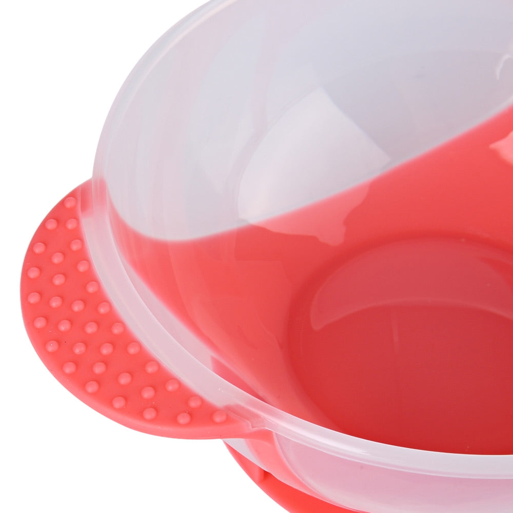 3pcs Bright Color Babies Skidproof Bowl with Suction Cup Assist Temperature Sensing Spoon