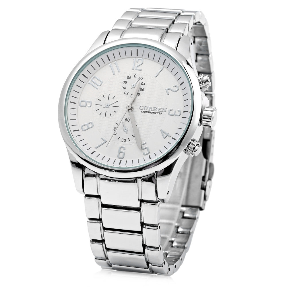 Curren 8046 Decorative Sub-dial Quartz Watch with Double Scale for Men