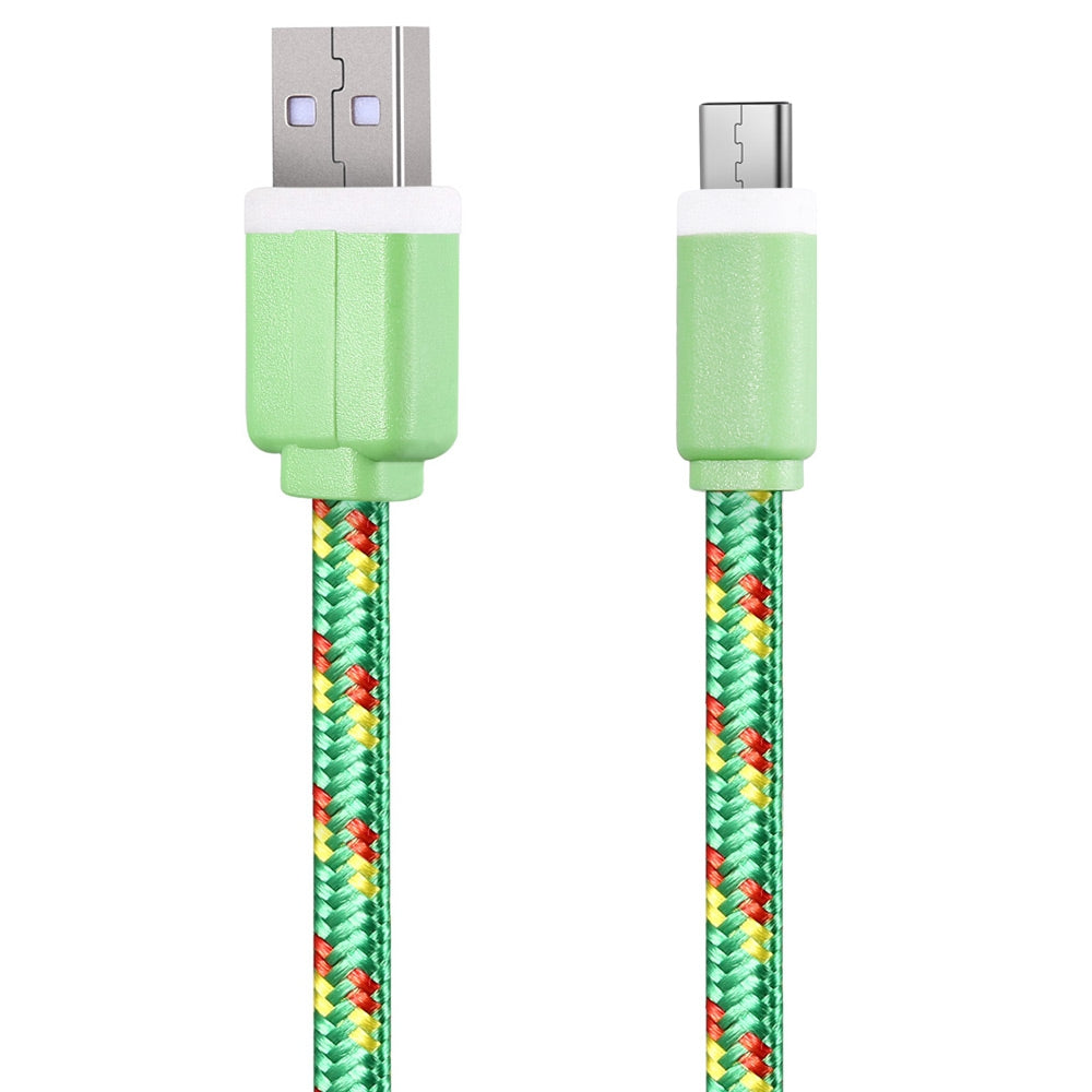 2M Type C Colorful Nylon Braided Type C Transfer Data Sync Cable Charging Cord Line