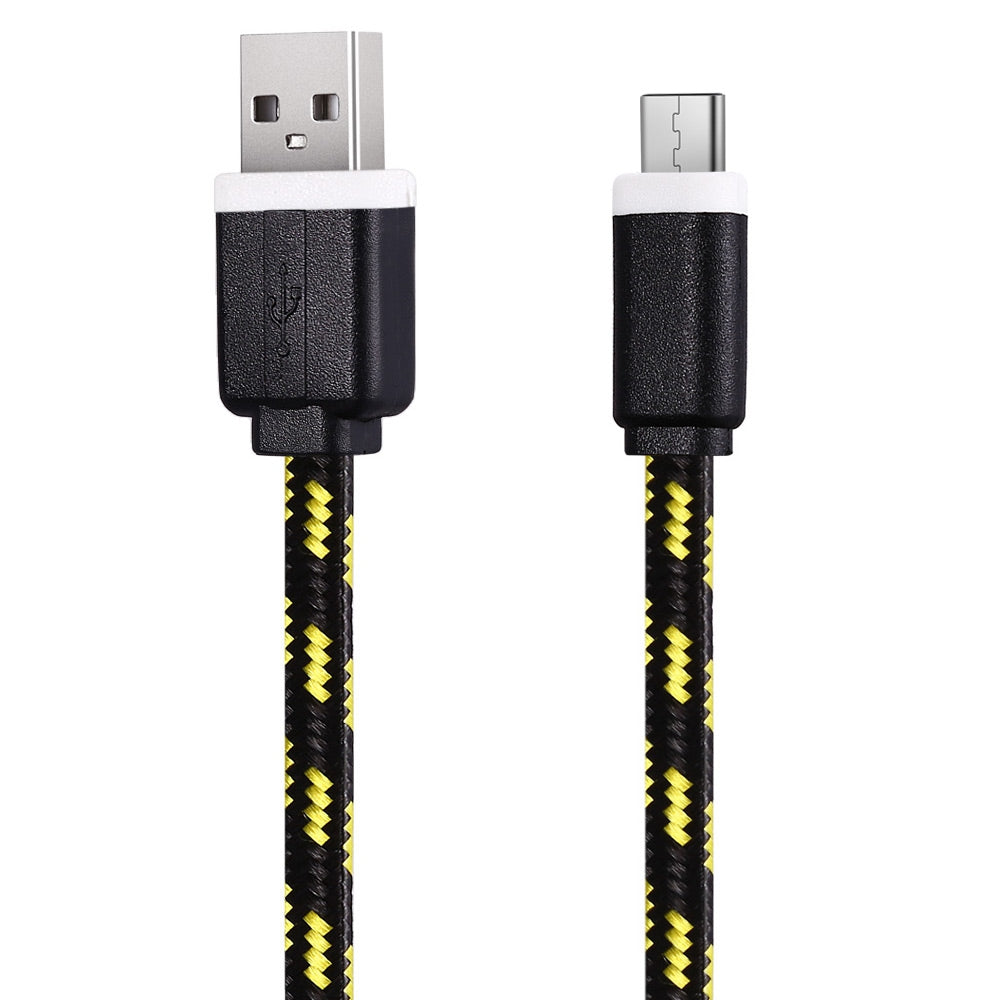 2M Type C Colorful Nylon Braided Type C Transfer Data Sync Cable Charging Cord Line