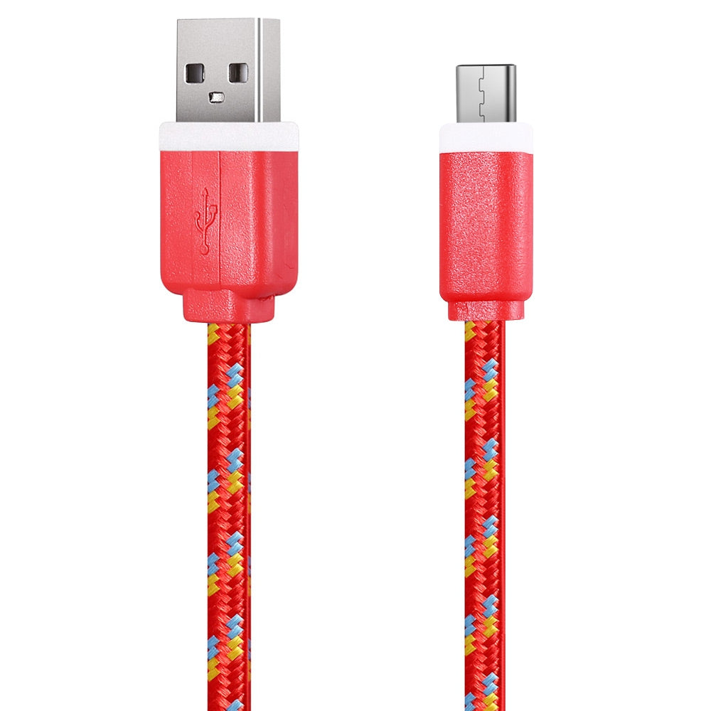 1M Type C Colorful Nylon Braided Type C Transfer Data Sync Cable Charging Cord Line