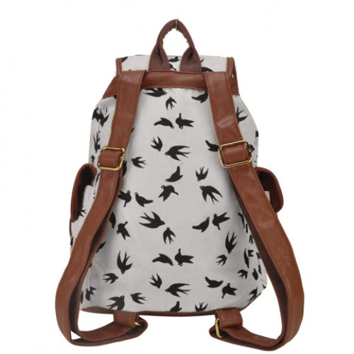 Concise Color Block and Printed Design Women's Canvas Satchel