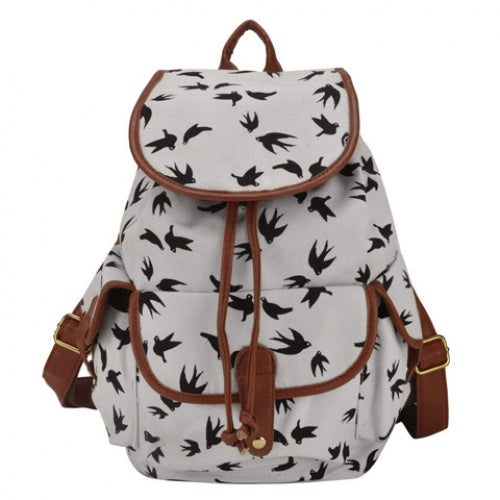 Concise Color Block and Printed Design Women's Canvas Satchel