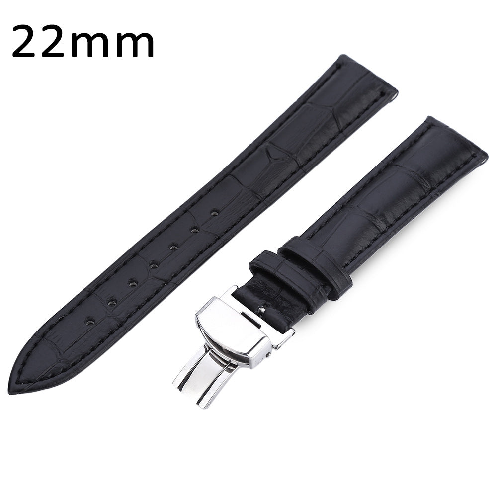 20MM Leather Watch Band Butterfly Clasp Strap