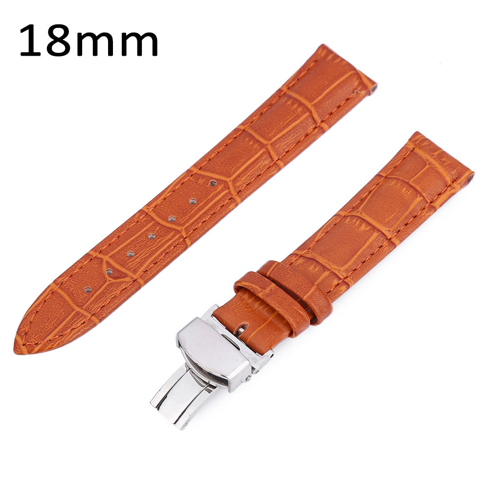 20MM Leather Watch Band Butterfly Clasp Strap