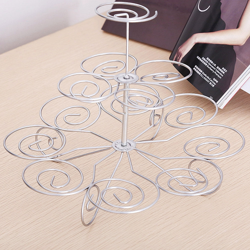 Detachable 3 Layers Iron Cake Stand 13 Cupcake Holder Cup Tray Table Decoration