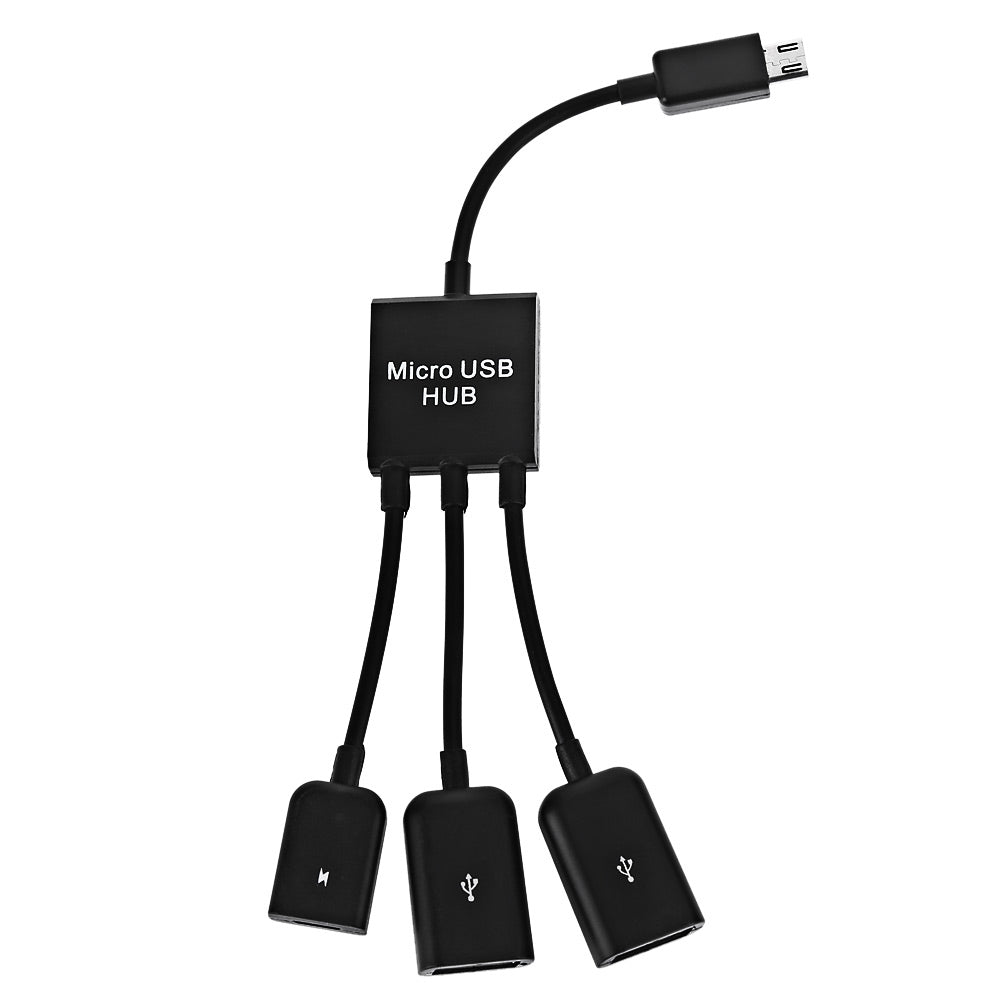 3 in 1 Micro USB Male Interface to Micro USB Female Dual USB 2.0 Port Hub OTG Adapter Cable for ...