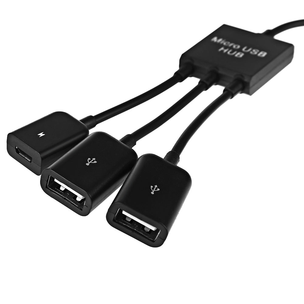 3 in 1 Micro USB Male Interface to Micro USB Female Dual USB 2.0 Port Hub OTG Adapter Cable for ...