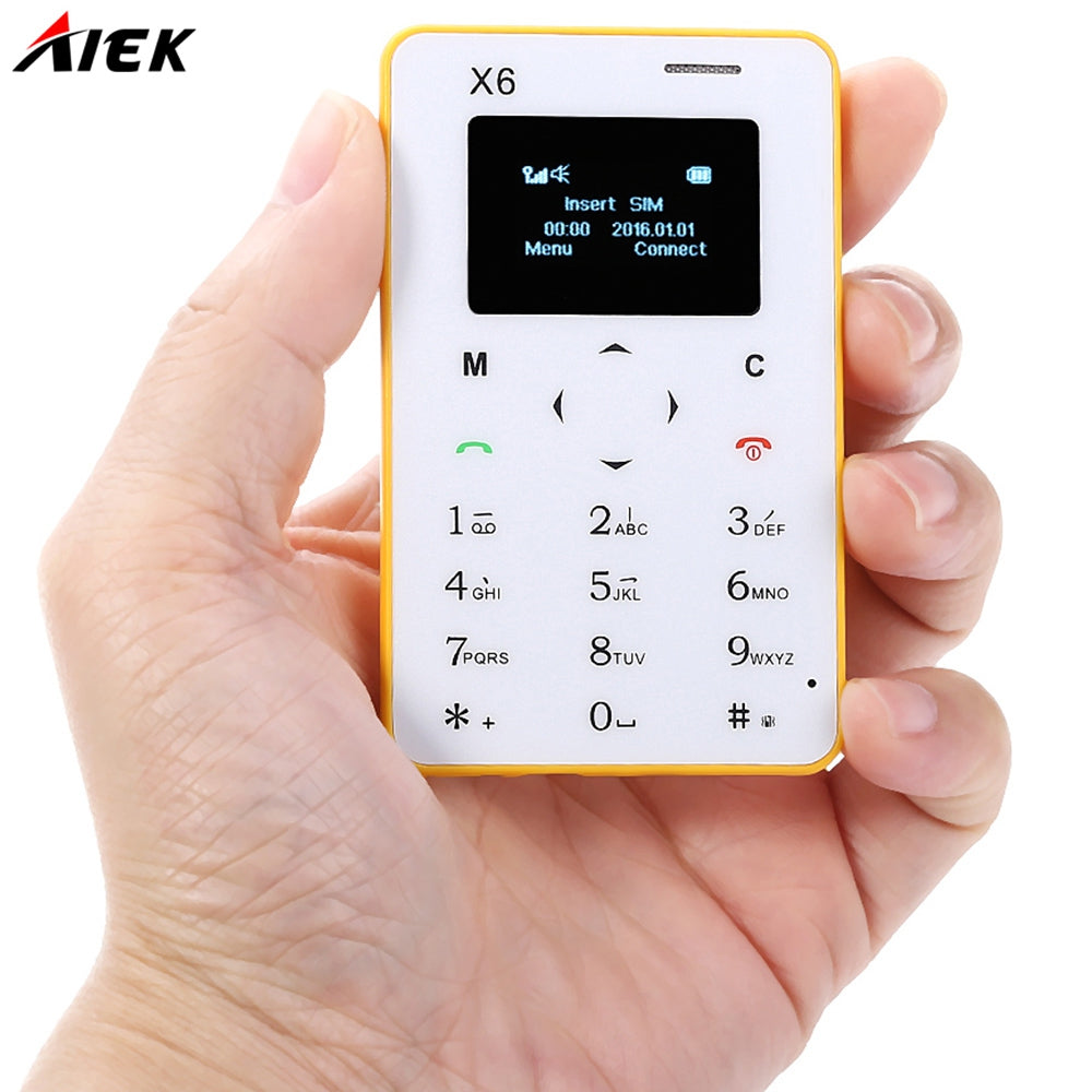 AIEK X6 1.0 inch Ultra-thin Card Phone Bluetooth 3.0 FM Audio Player