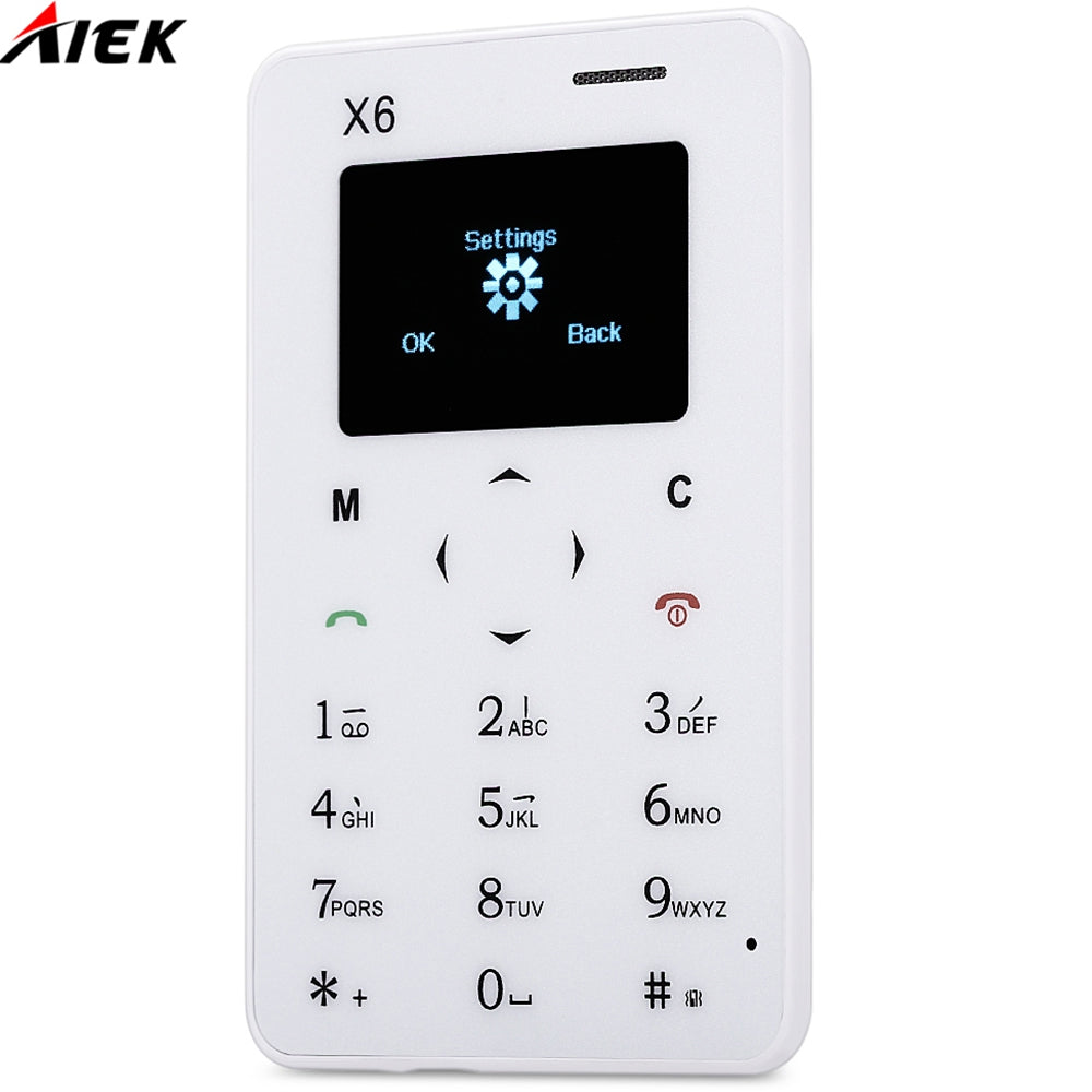AIEK X6 1.0 inch Ultra-thin Card Phone Bluetooth 3.0 FM Audio Player
