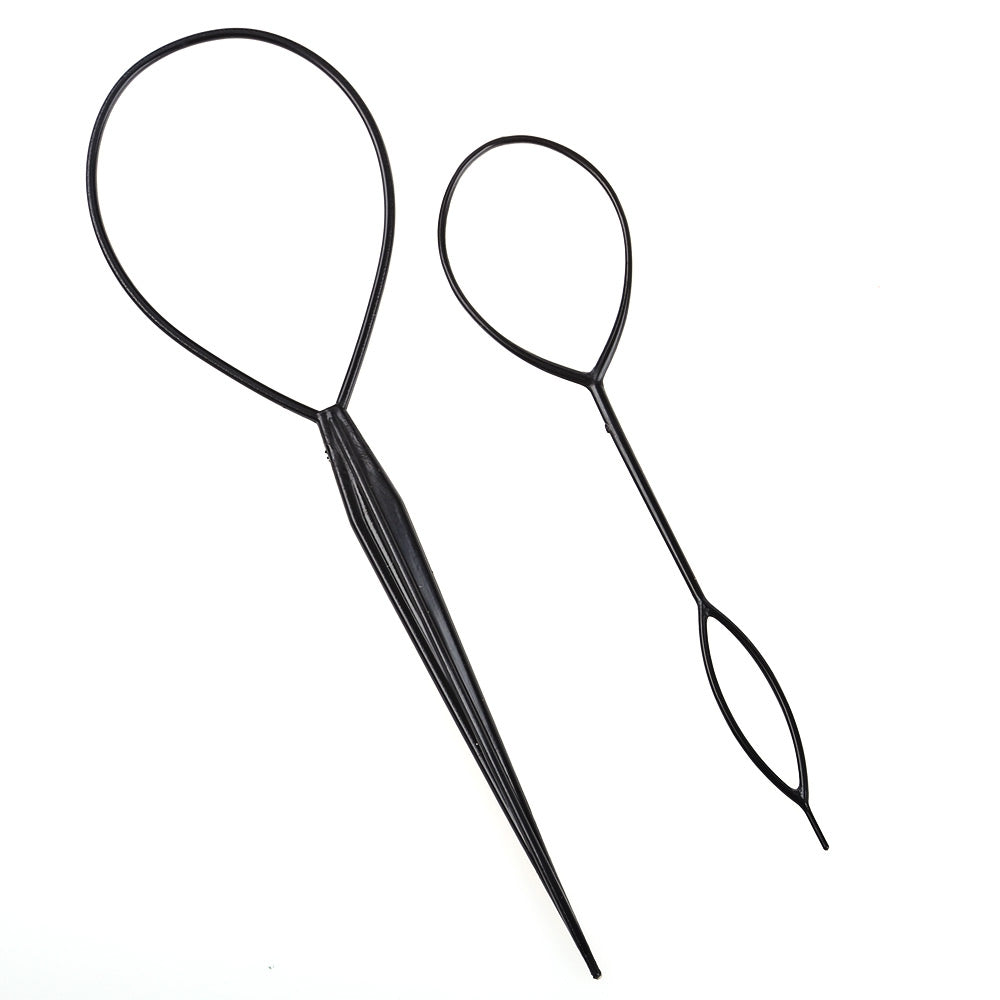 2pcs Ponytail Hair Braider Plastic Loop Maker Styling Tools Black Clip