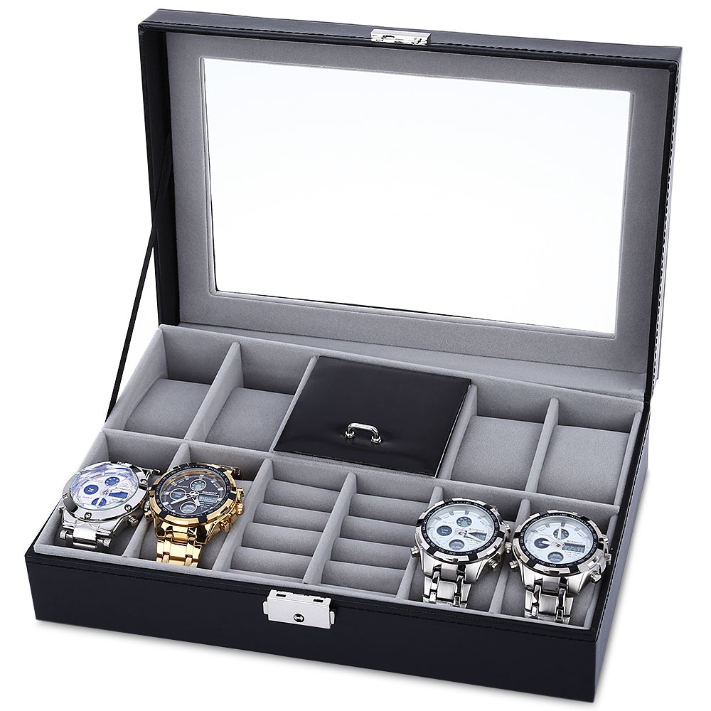8 Grids with 3 Mixed Grids Watch Case Transparent Cover Jewelry Storage Display Organizer Box