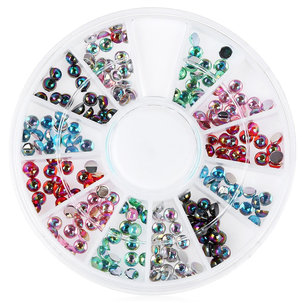 Acrylic Flat Back Charm Nail Rhinestone Pearls Wheel Round Heart Designs Nail Art Decorations