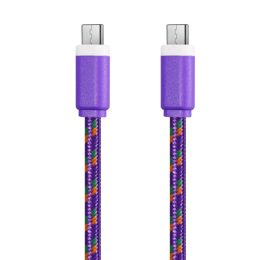 1M Type C to Type C Colorful Nylon Braided Type-C Transfer Data Sync Cable Charging Cord Line