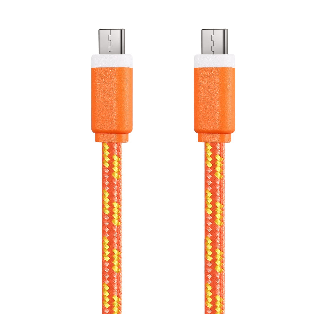 1M Type C to Type C Colorful Nylon Braided Type-C Transfer Data Sync Cable Charging Cord Line