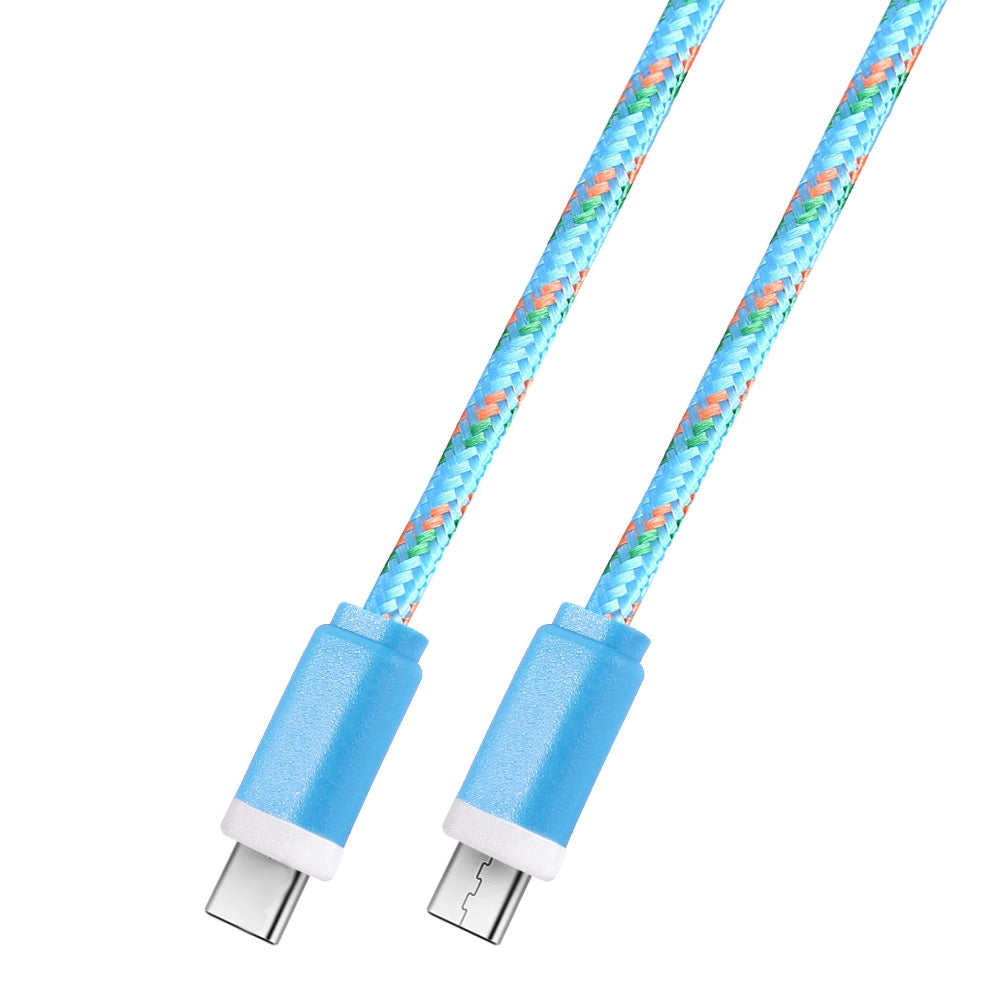 2M Type C to Type C Colorful Nylon Braided Type-C Transfer Data Sync Cable Charging Cord Line