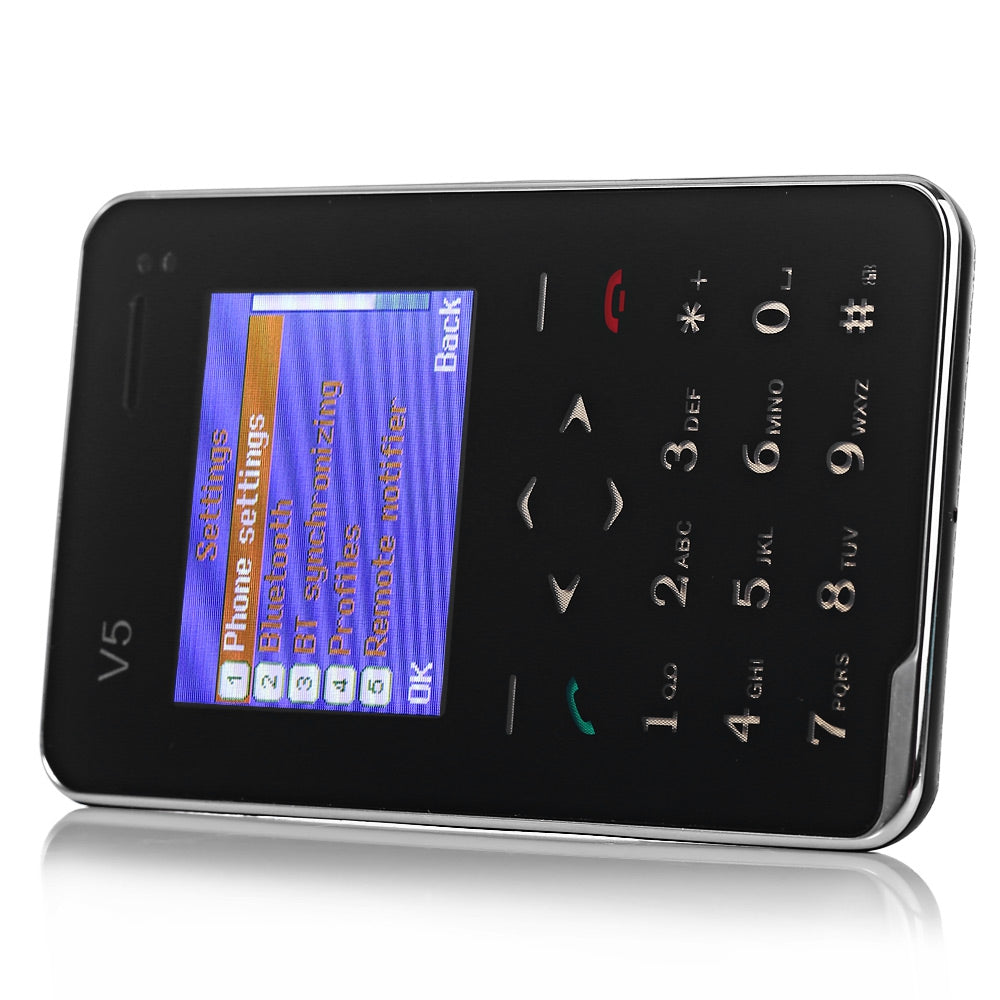 AIEK V5 1.8 inch Ultra-thin Quad Band Card Phone Bluetooth 3.0 FM Audio Player