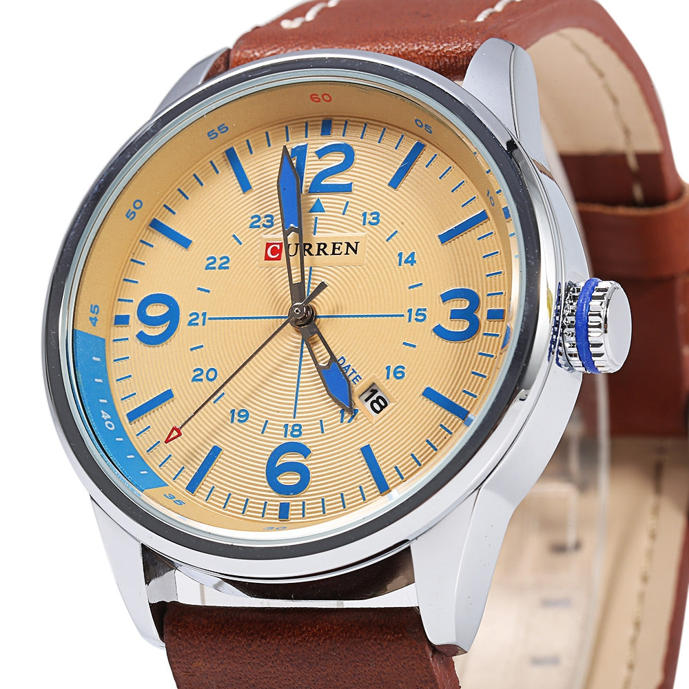 CURREN 8215 Business Style Male Quartz Watch with Date Showing