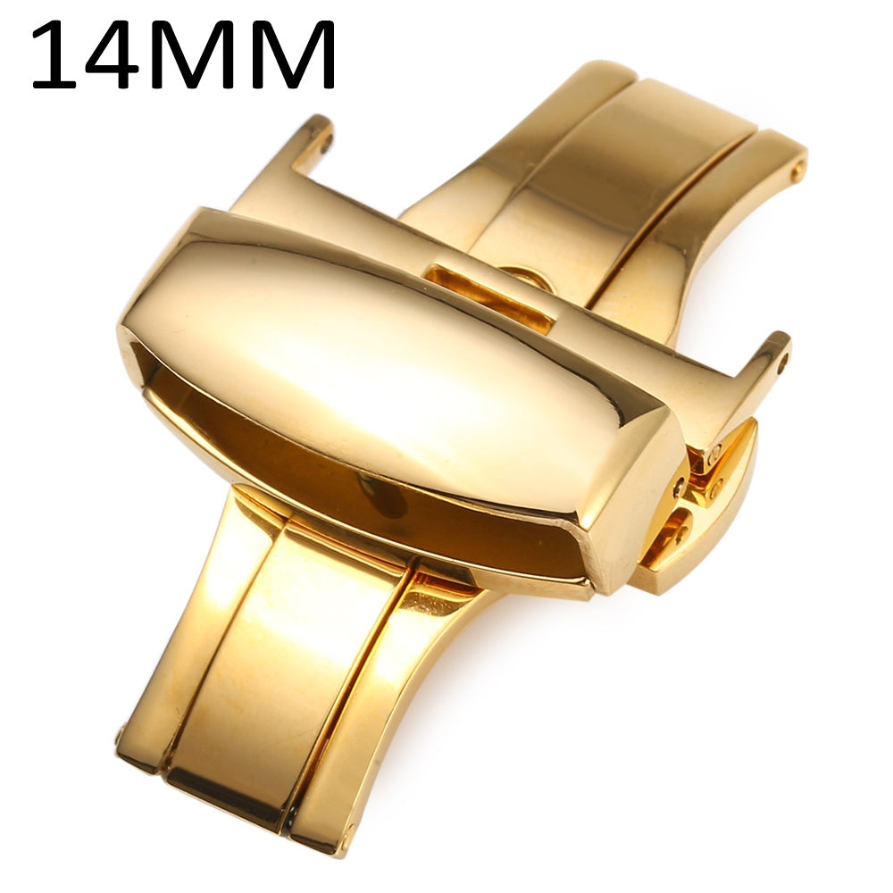 12mm Stainless Steel Butterfly Buckle Double Push Automatic Polished Watch Band Clasp