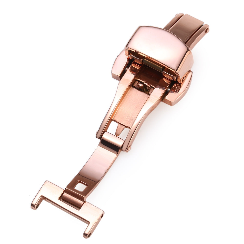 12mm Stainless Steel Butterfly Buckle Double Push Automatic Polished Watch Band Clasp