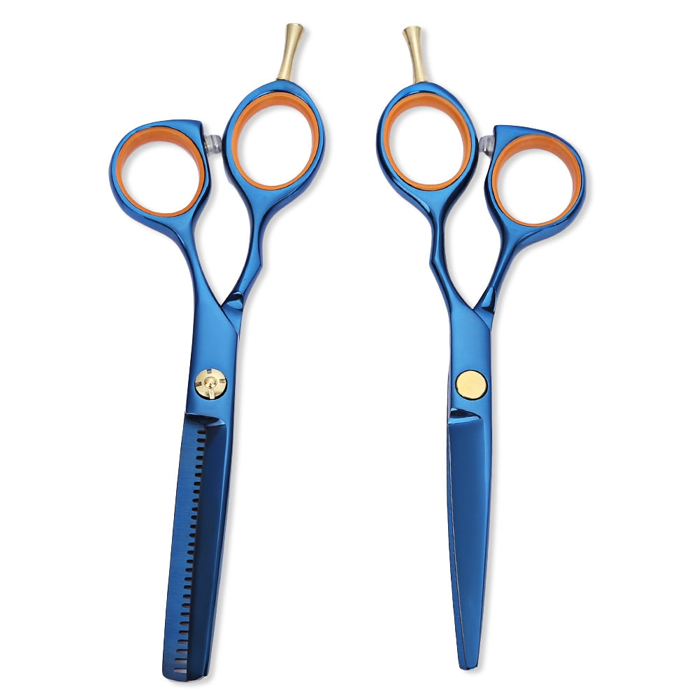 2pcs 5.5 inch 440c Titanium Hairdressing Scissors Shears Kit Barber Thinning Hair Cutting Set
