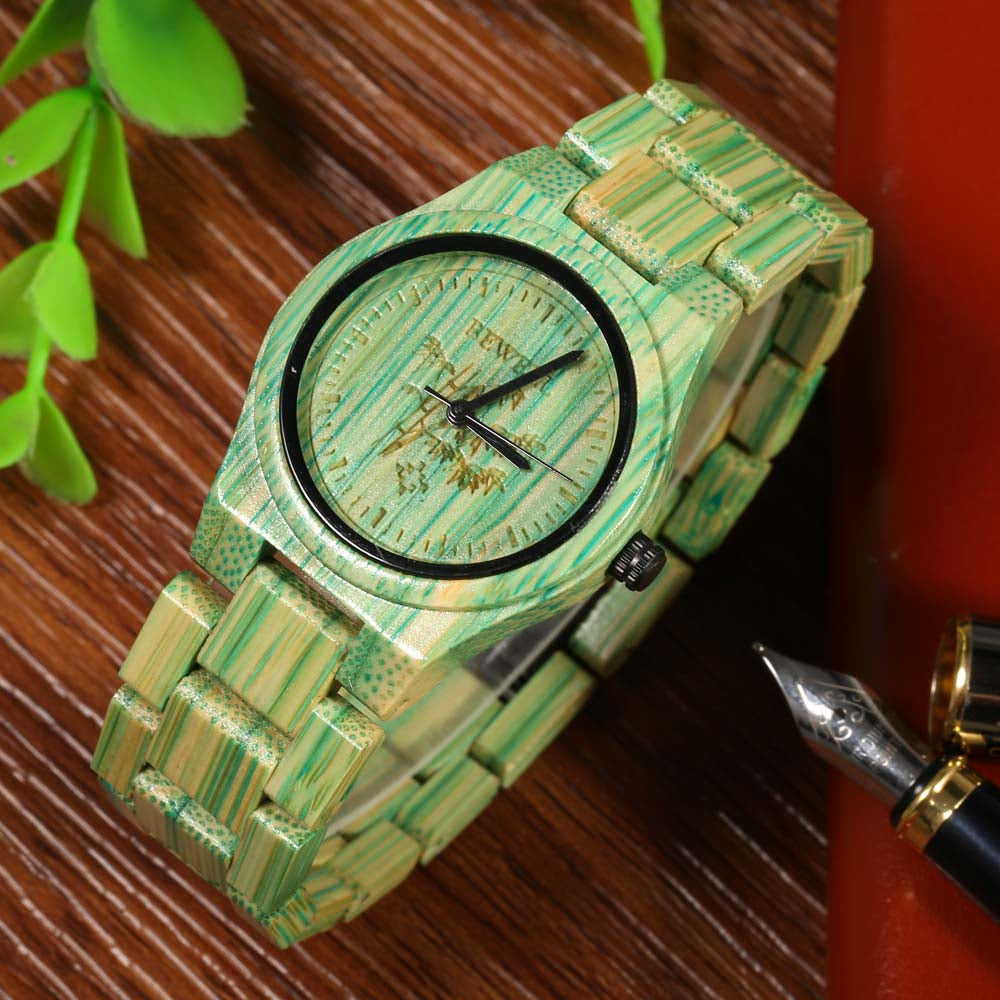 BEWELL Female Quartz Watch Colorful Bamboo Made