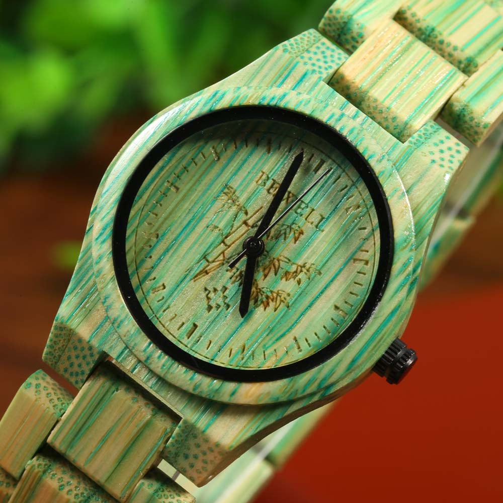 BEWELL Female Quartz Watch Colorful Bamboo Made