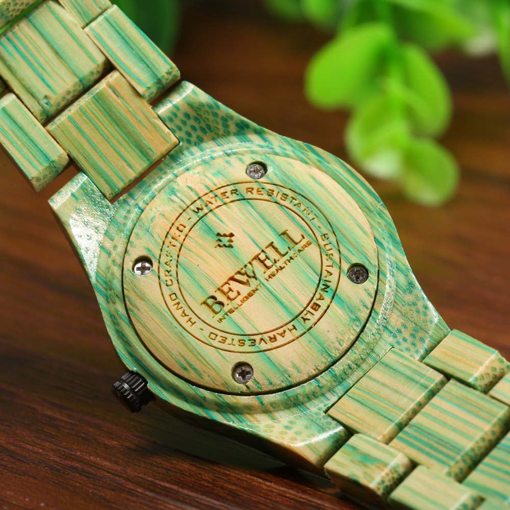 BEWELL Female Quartz Watch Colorful Bamboo Made