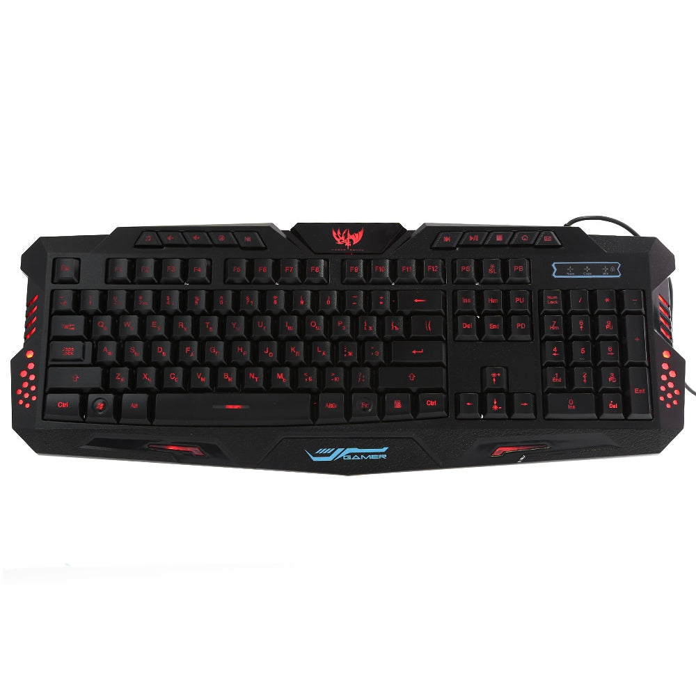 A877 1.5m Cable Three Backlight Colors USB Wired Gaming Keyboard with Adjustable Light Brightnes...
