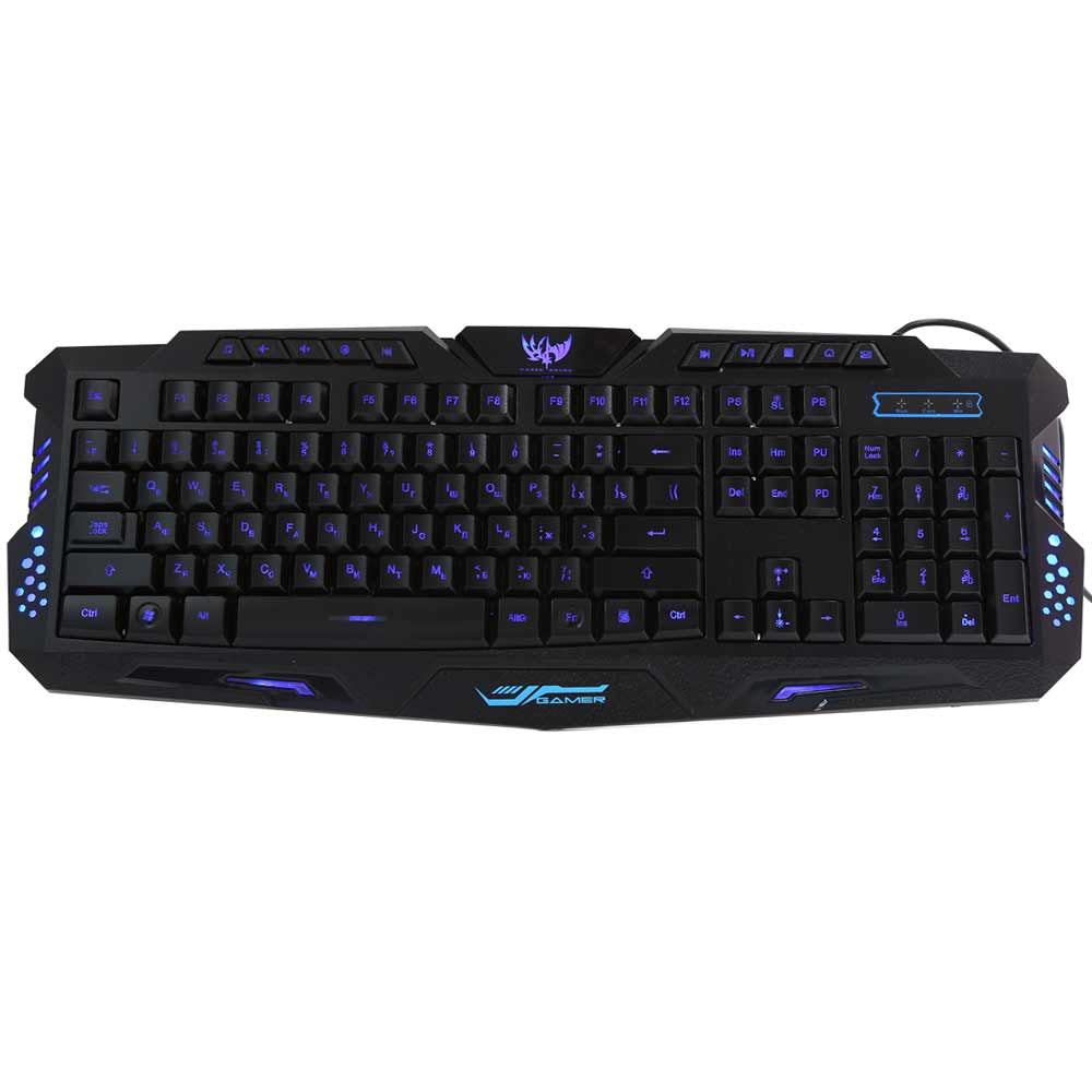 A877 1.5m Cable Three Backlight Colors USB Wired Gaming Keyboard with Adjustable Light Brightnes...