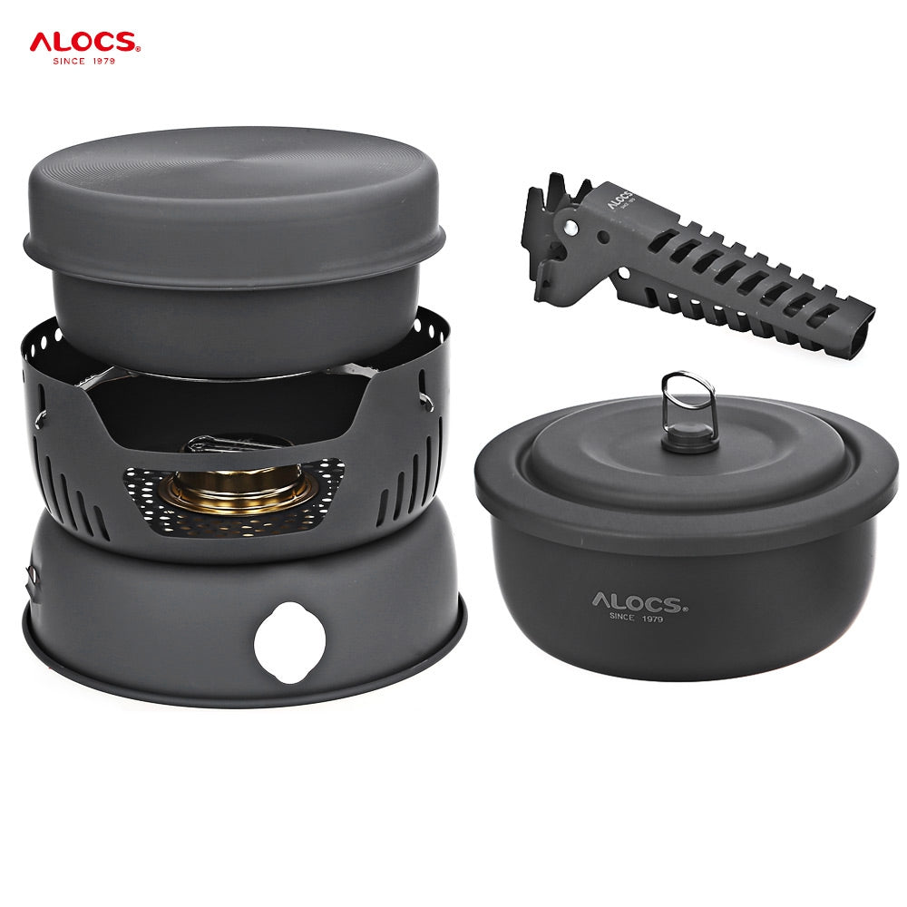 ALOCS CW - C05 Portable 2 - 4 Person 10pcs Camping Cook Set for Outdoor Hiking Picnic