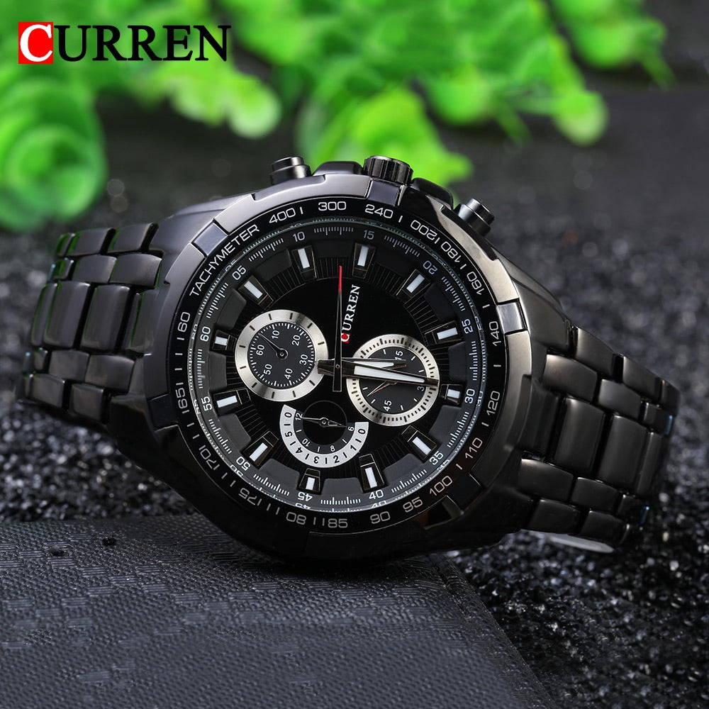 CURREN 8023 Men Quartz Watch Luminous Pointer Water Resistance Stainless Steel Strap Military Wr...