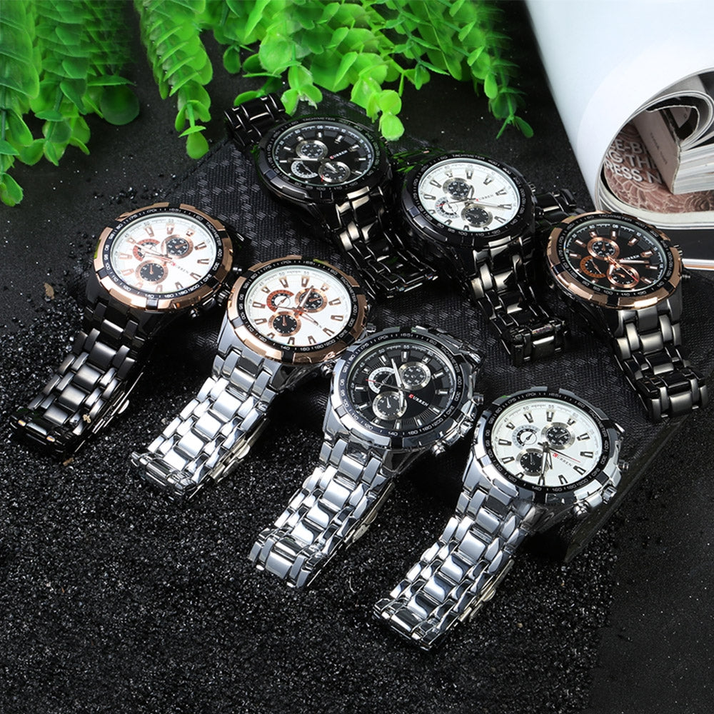 CURREN 8023 Men Quartz Watch Luminous Pointer Water Resistance Stainless Steel Strap Military Wr...