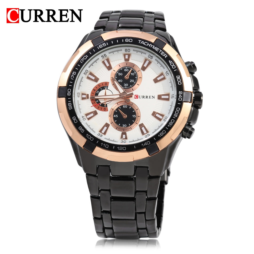 CURREN 8023 Men Quartz Watch Luminous Pointer Water Resistance Stainless Steel Strap Military Wr...