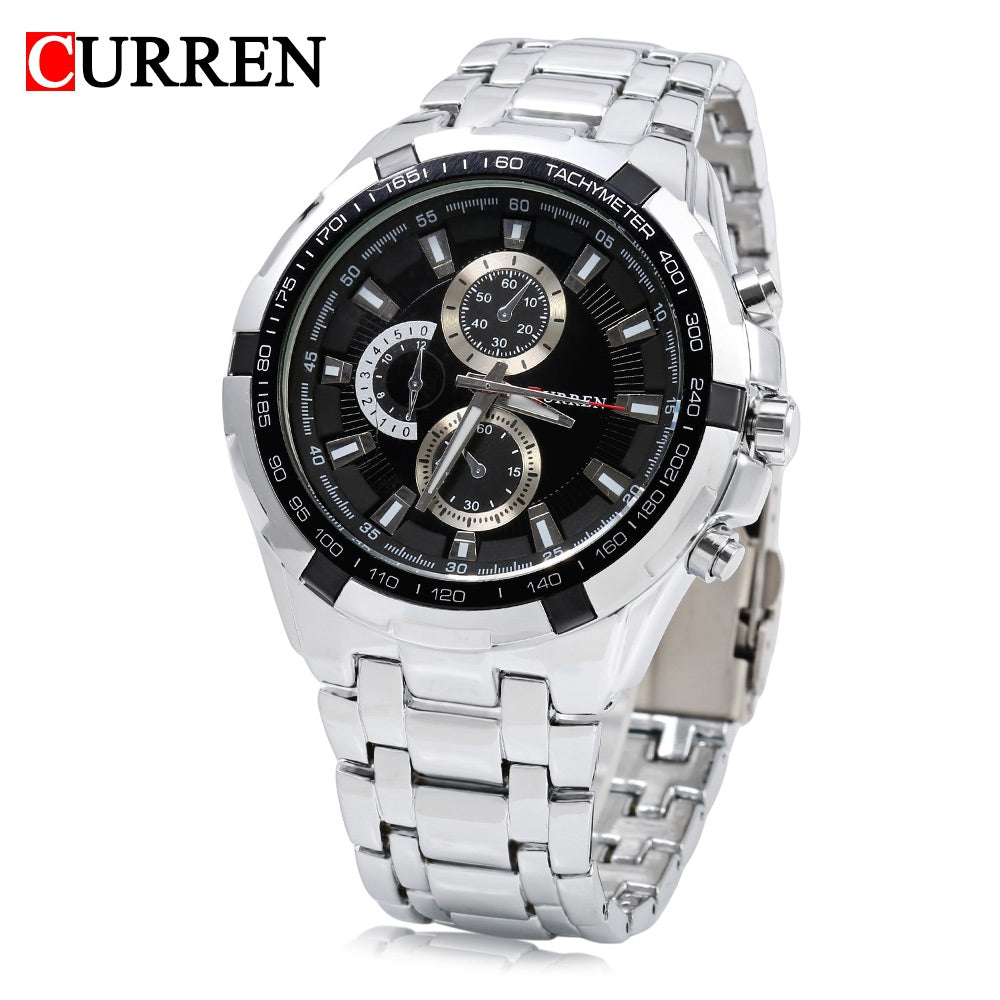 CURREN 8023 Men Quartz Watch Luminous Pointer Water Resistance Stainless Steel Strap Military Wr...