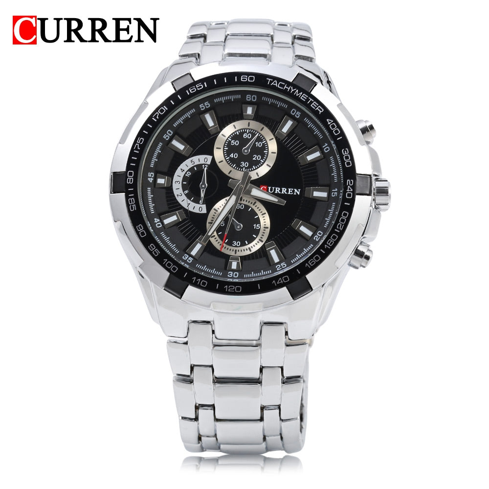 CURREN 8023 Men Quartz Watch Luminous Pointer Water Resistance Stainless Steel Strap Military Wr...