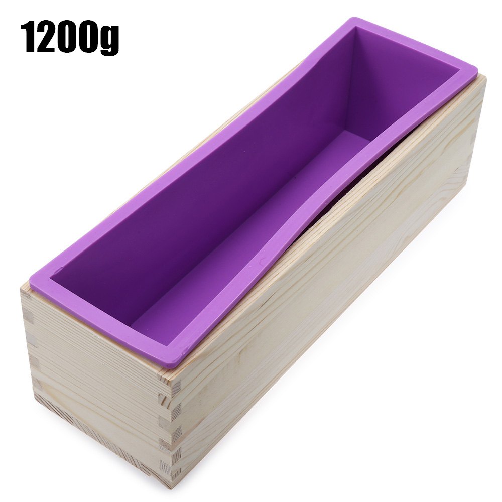 1200g Rectangle Silicone Soap Loaf Mold Wooden Box DIY Making Tools