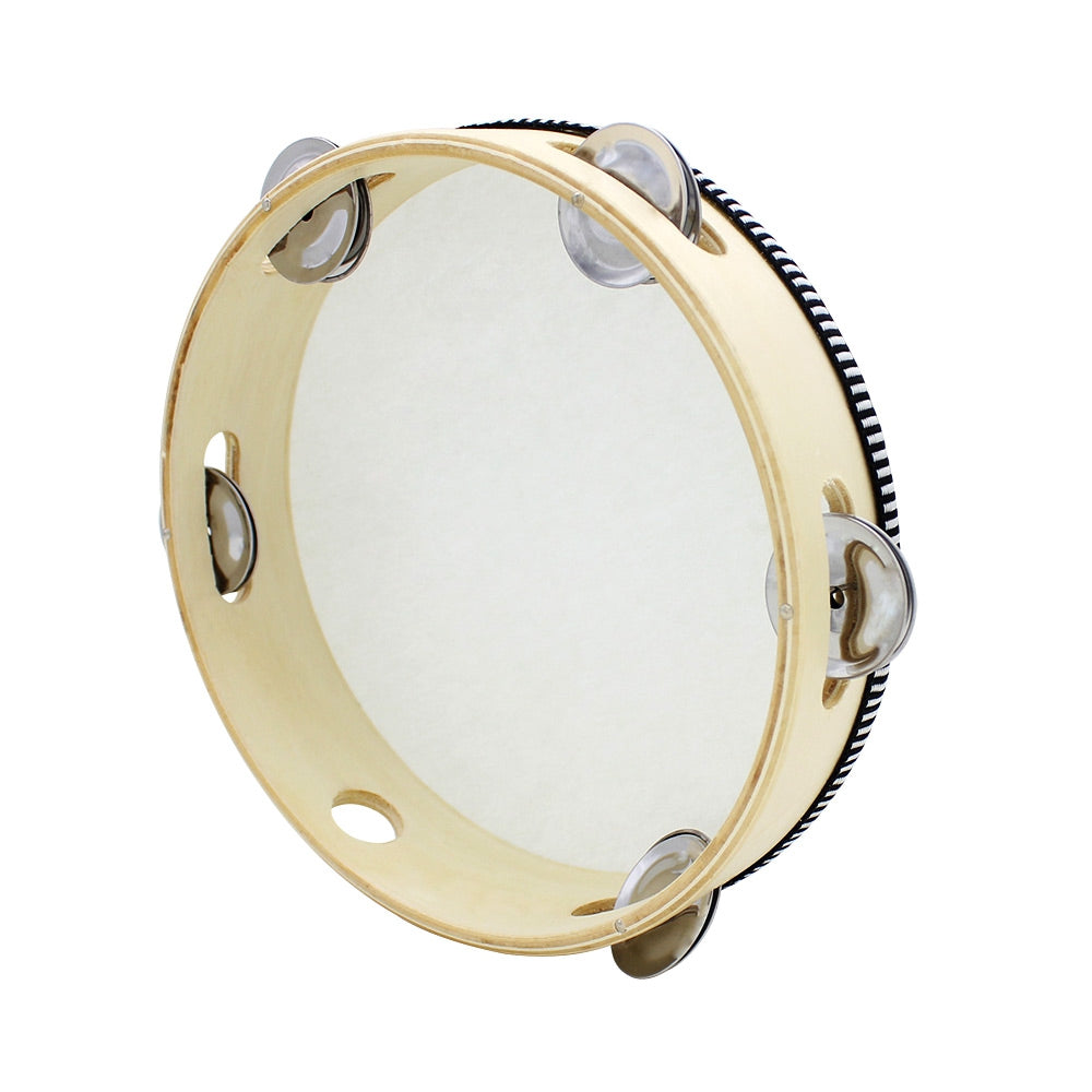 8 inch Black Edge Tambourine Hand Held Drum Bell Percussion Instrument