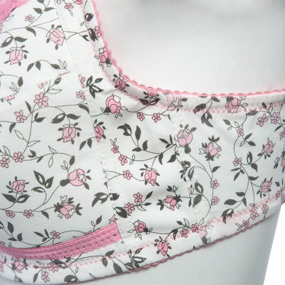 Adjustable Floral Print Front Button Wirefree Cotton Maternity Breastfeeding Nursing Bra